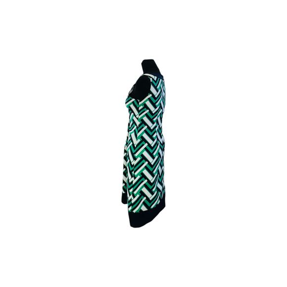 Jessica Howard Blue Green Geometric Print Sheath Dress Size 10 - Picture 5 of 7